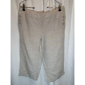 Talbots Chelsea Capri Pants Women's Size 10P Taupe Linen Cotton R1